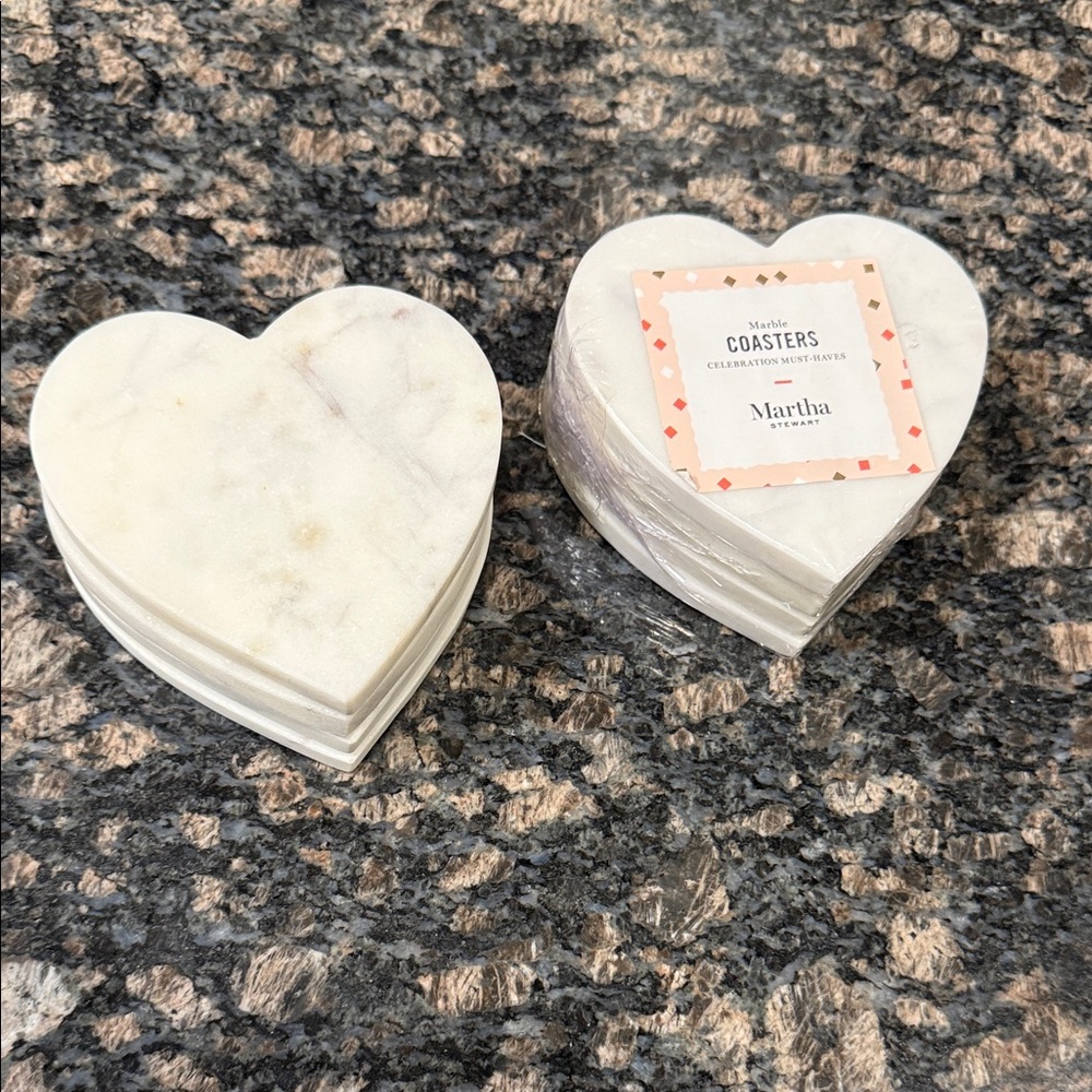 Martha Stewart White Heart Marble Coasters
